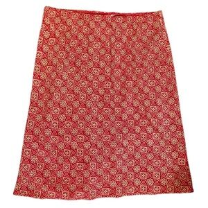 Y2K Vintage Elegant Red Geometric Midi Skirt